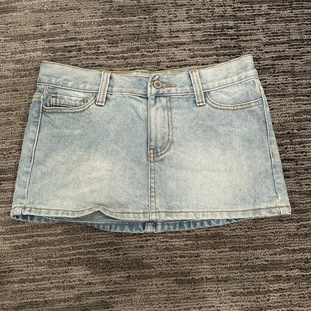 Brandy Melville Light Wash Denim Mini Skirt